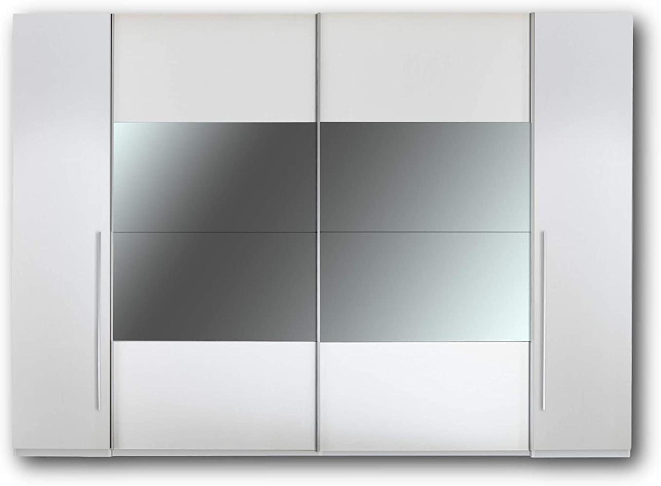 MEGA Eleganter Kleiderschrank mit viel Stauraum - Vielseitiger Schwebetürenschrank in Weiß mit Spiegel - 270 x 226 x 60 cm (B/H/T) Bild 1