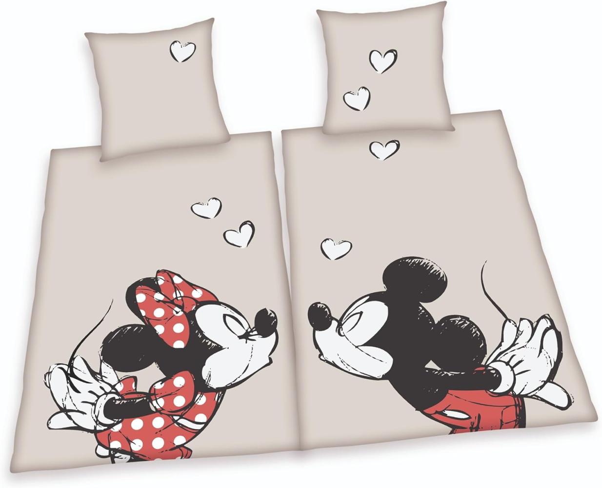 4tlg Disney Mickey & Minnie Mouse Partner Bettwäsche Baumwolle Bettwäscheset Set Bild 1