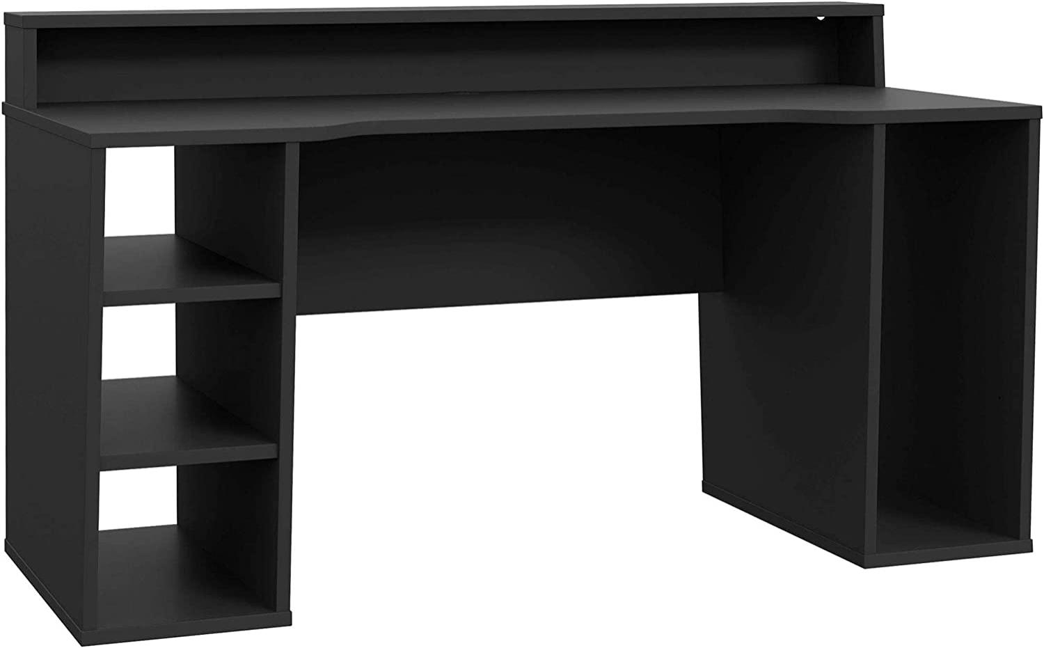 Möbel-Eins TEZO Gaming Schreibtisch, Material Dekorspanplatte, schwarz matt inkl. LED-Beleuchtung bunt Bild 1