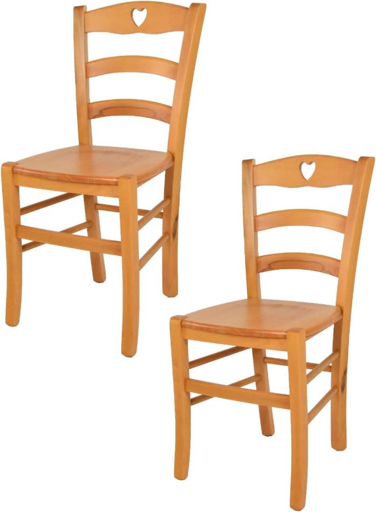 Tommychairs - 2er Set Stühle Cuore für Küche und Esszimmer, Robuste Struktur aus Buchenholz in der Farbe Honig lackiert und Sitzfläche aus Holz Bild 1