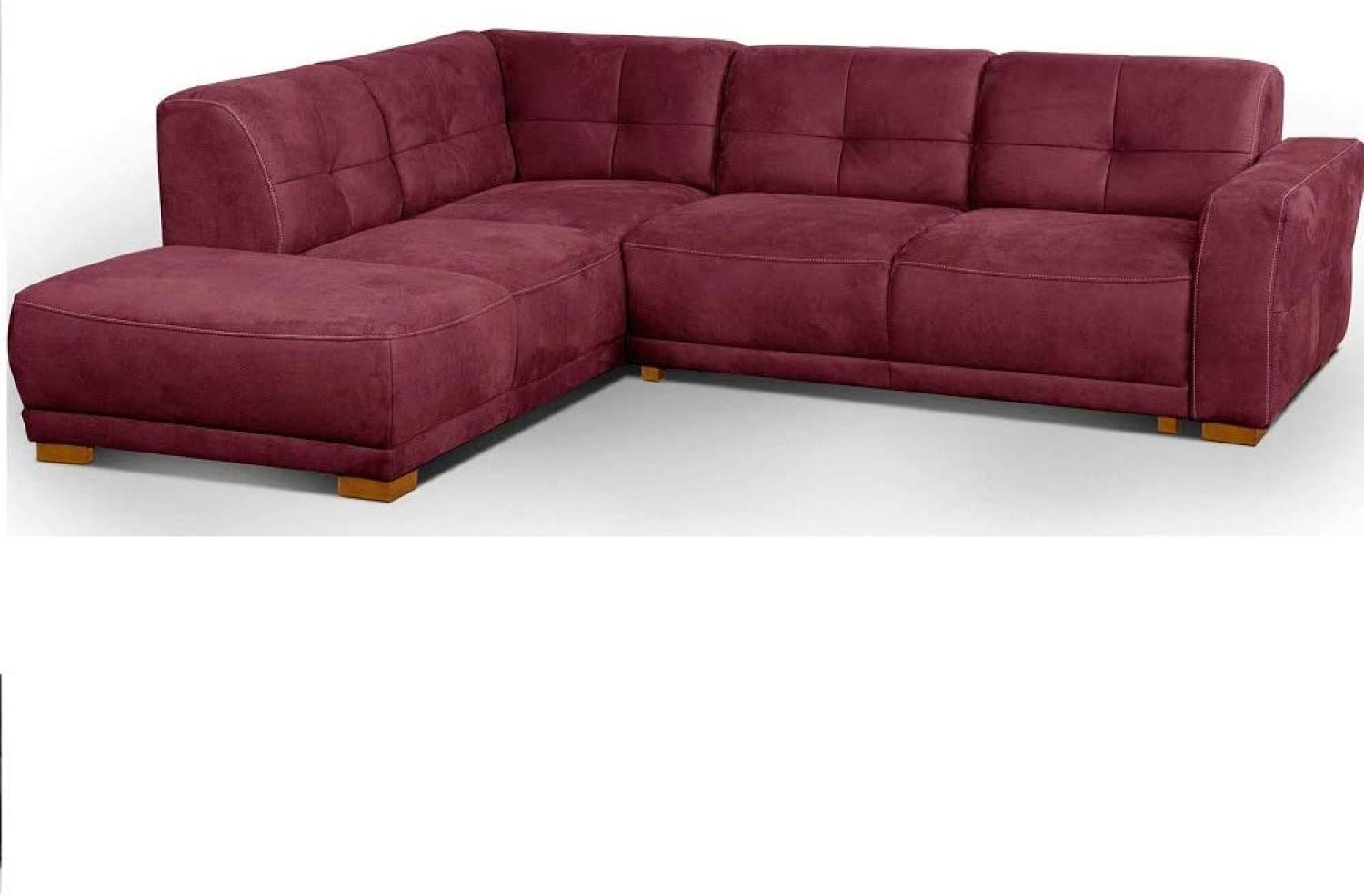 Cavadore Schlafsofa Modeo, mit Federkern, Sofa in L-Form mit Schlaffunktion im modernen Landhausstil, Holzfüße, 261 x 77 x 214, Lederoptik, rot Bild 1