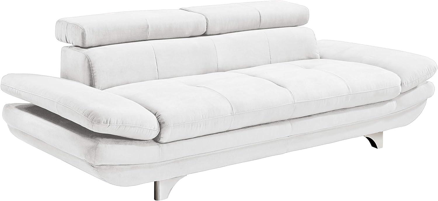 Mivano 3er-Ledersofa Enterprise / Dreisitzer-Couch mit Bezug aus echtem Leder, verstellbaren Kopfstützen und Armlehnen / 233 x 72 x 104 / Echtleder, weiß Bild 1