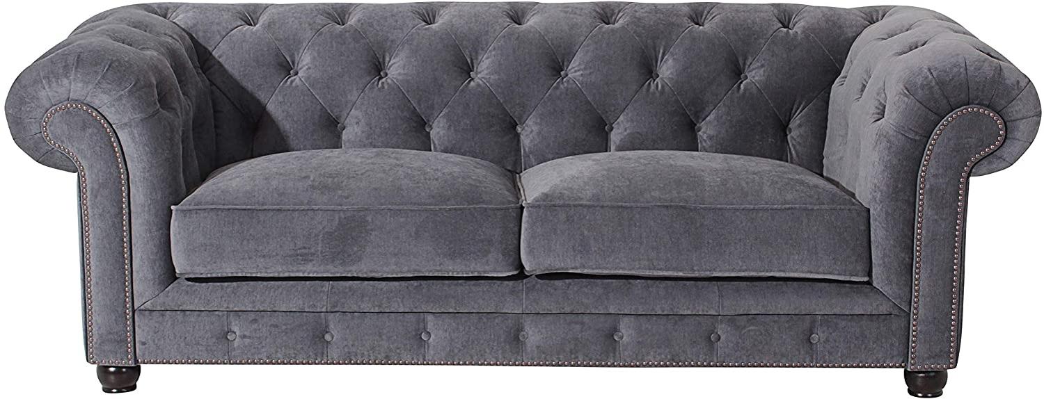 Orleans Sofa 2,5-Sitzer Microfaser Grau Buche Nussbaumfarben Bild 1
