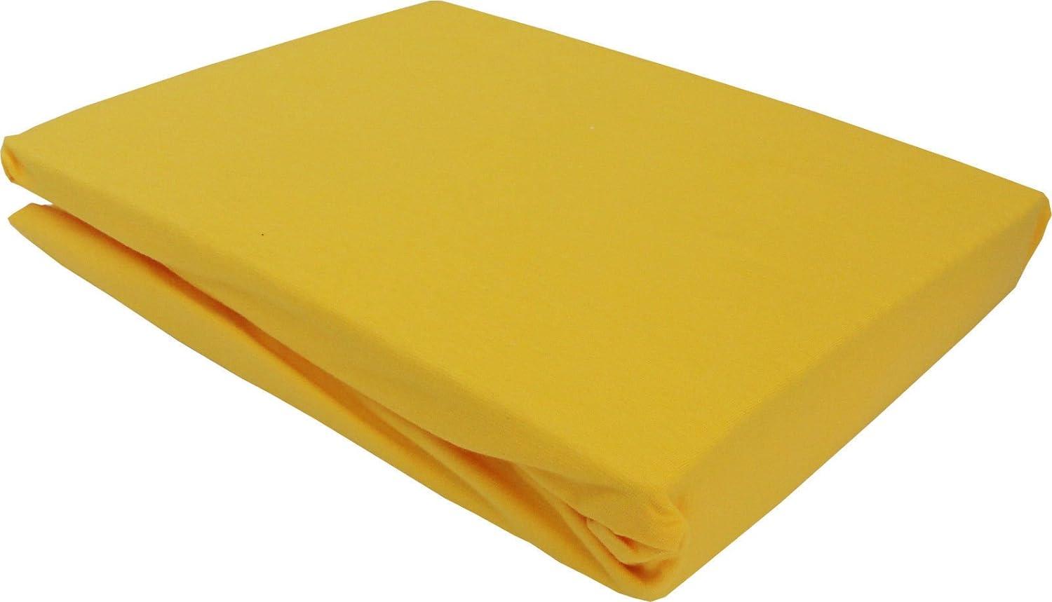 Bettwaesche-mit-Stil Jersey Spannbettlaken gelb 180 – 200x200 Bild 1