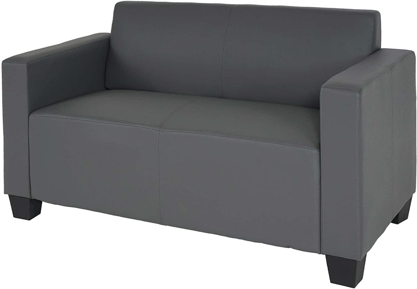 2er Sofa Couch Lyon Loungesofa Kunstleder ~ dunkelgrau Bild 1