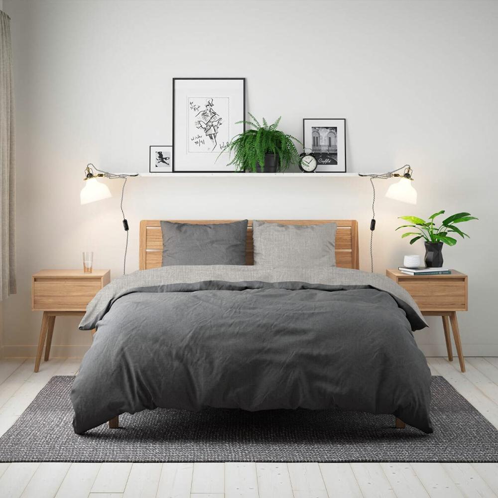 BettwarenShop Wendebettwäsche Texture | Bettbezug einzeln 135x200 cm | hellgrau-dunkelgrau Bild 1