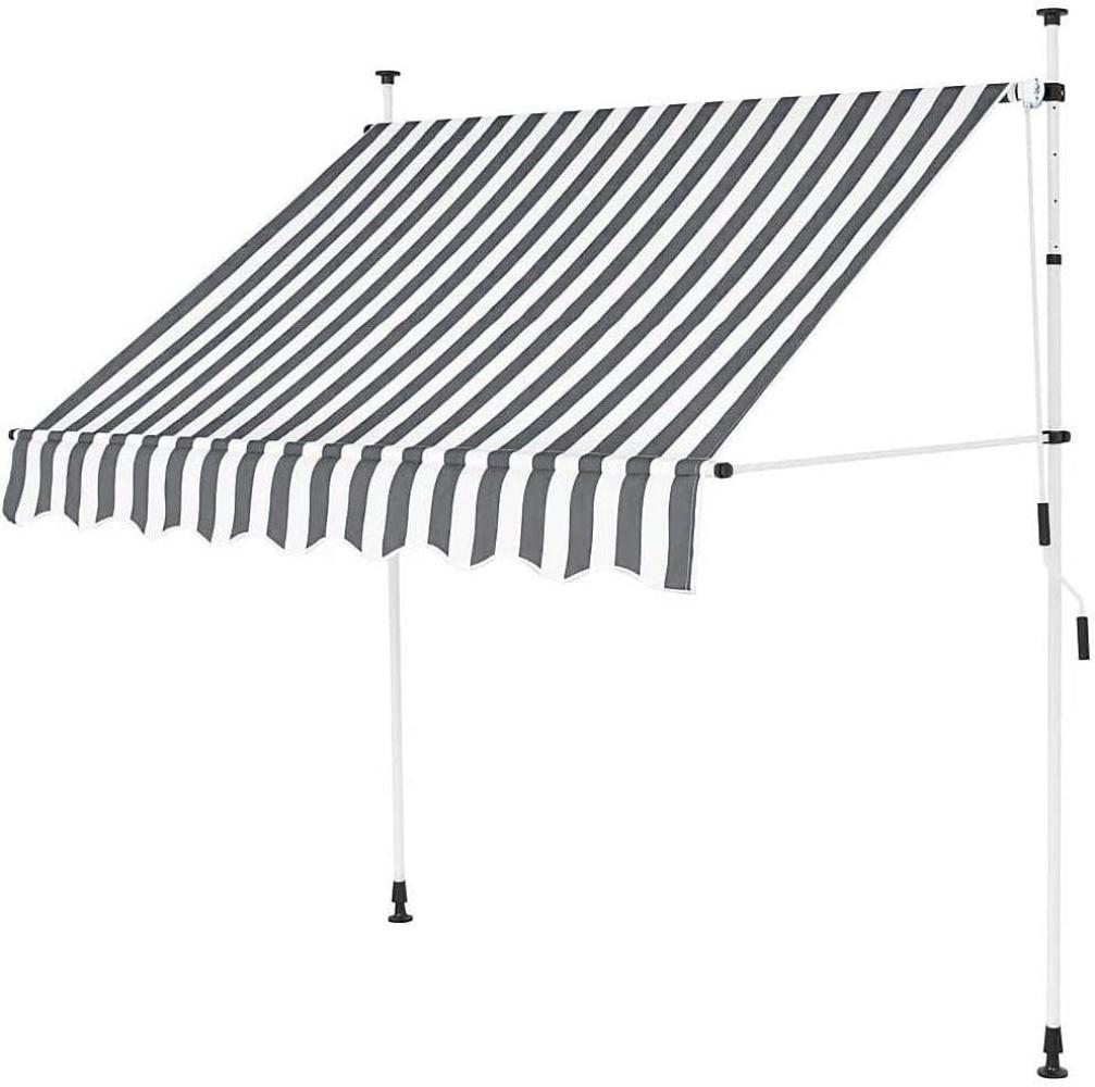 Jawoll Klemm-Markise 2,0 x 1,2 m Farbe grau-weiß Bild 1