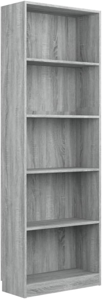 Bücherregal 5 Fächer Grau Sonoma-Eiche 60x24x175 Holzwerkstoff Bild 1