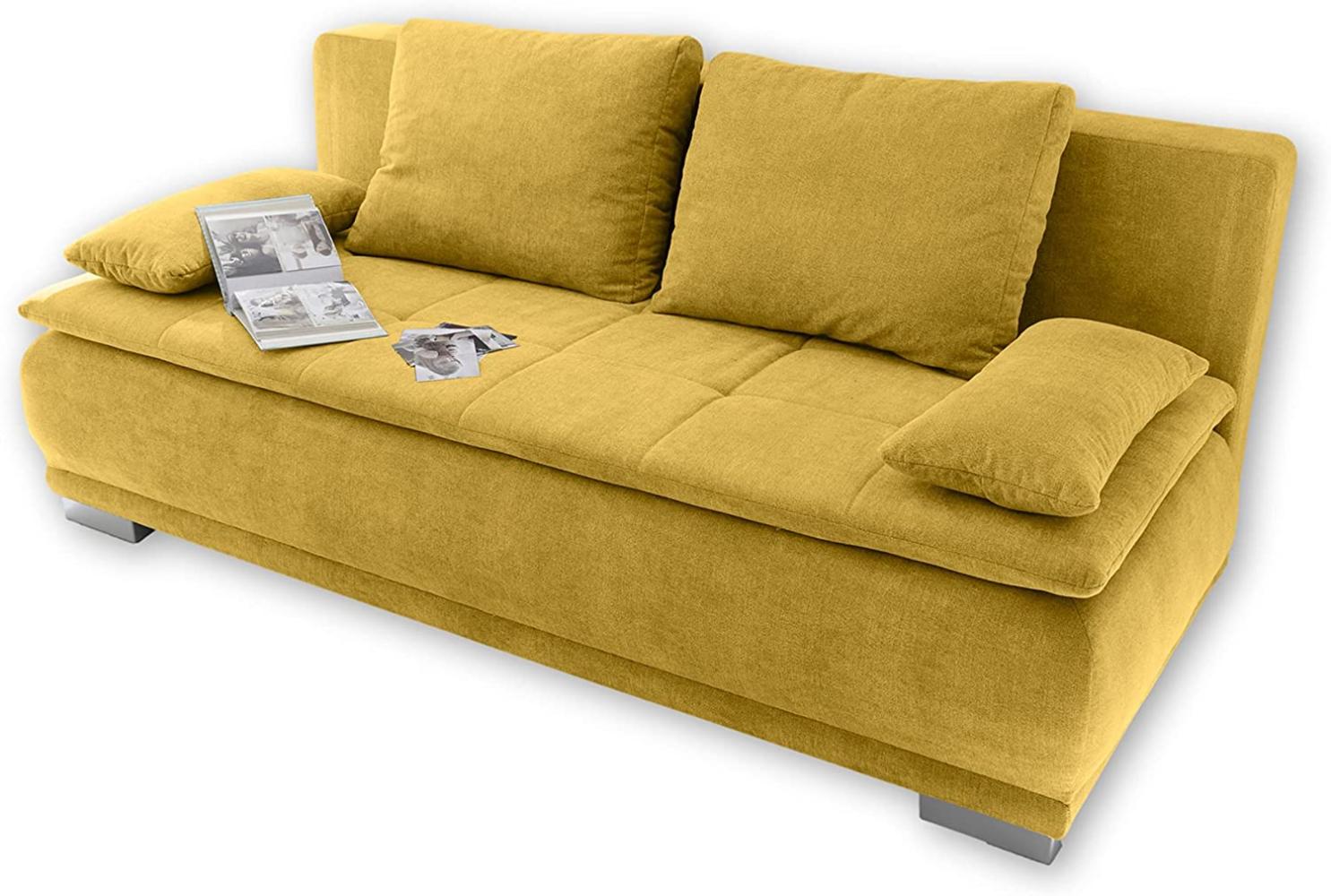 Couch Sofa Zweisitzer LUIGI Schlafcouch Schlafsofa ausziehbar senf gelb 208cm Bild 1
