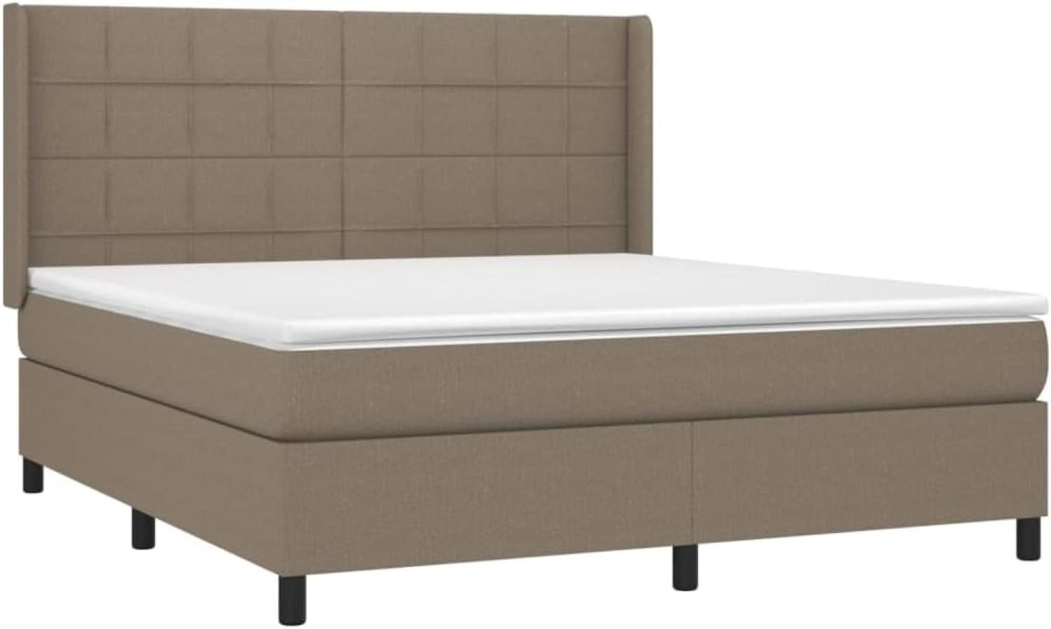 vidaXL Boxspringbett mit Matratze Taupe 180x200 cm Stoff Bild 1