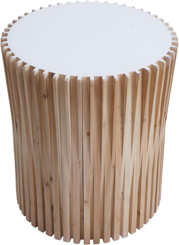 Beistelltisch HWC-N31, Couchtisch Kaffeetisch Loungetisch Blumentisch Nachttisch Tisch, Tanne Holz Ø51cm natur-weiß Bild 1