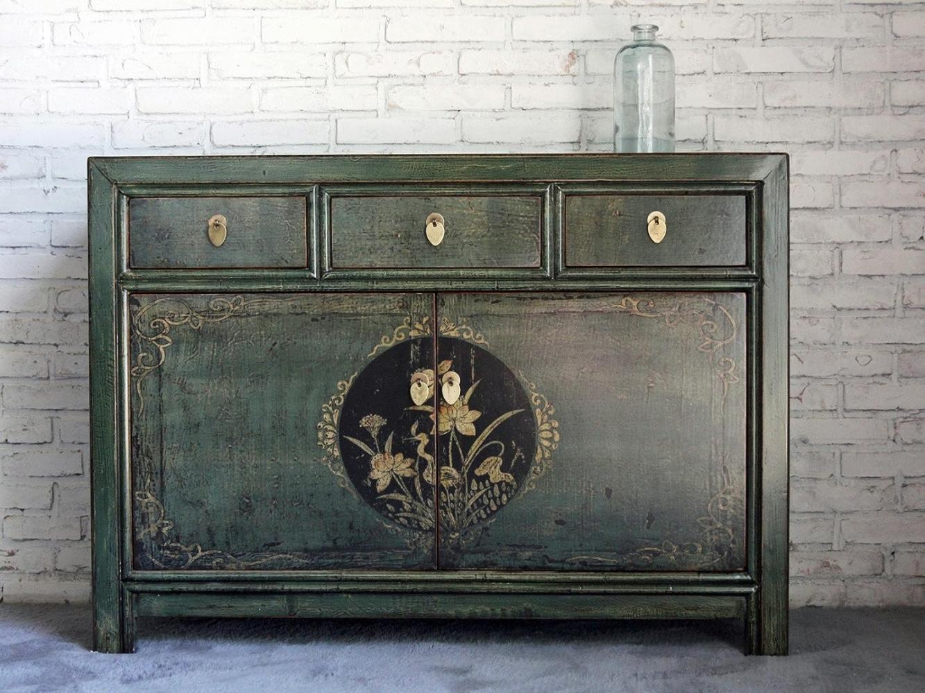 OPIUM OUTLET Kommode Sideboard Schrank China Asia orientalisch chinesisch Anrichte Shabby Chic Vintage grün Bild 1