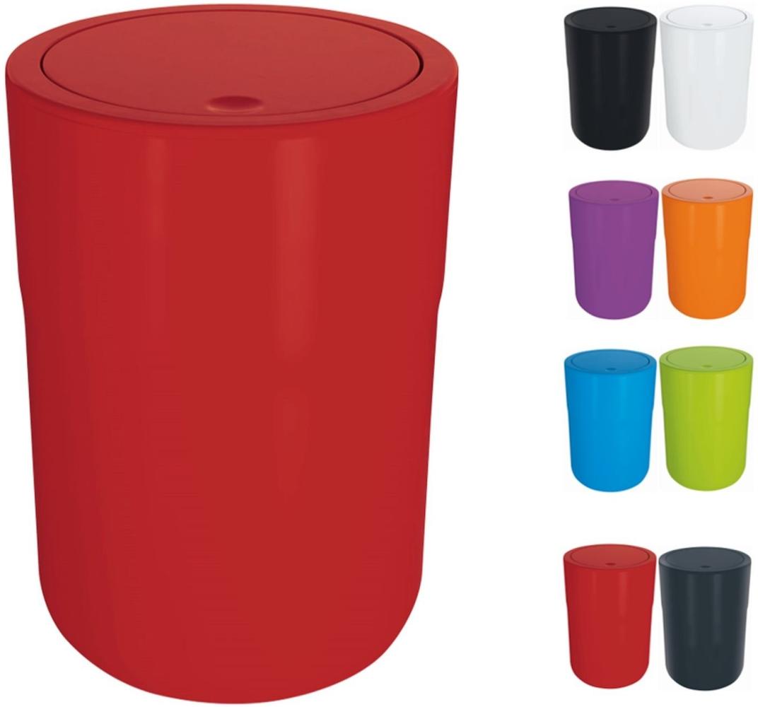 Spirella Design Kosmetikeimer "Cocco" mit Extra Ring für Müllbeutel Treteimer Schwingdeckeleimer Abfallbehälter mit Schwingdeckel 5 Liter (ØxH): 19 x 26 cm Rot Bild 1