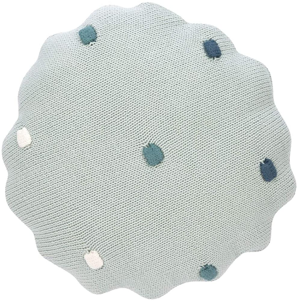LÄSSIG Baby Strickkissen rund Bio-Baumwolle Dots light mint, 25x6x25 cm, 1542013561 Bild 1