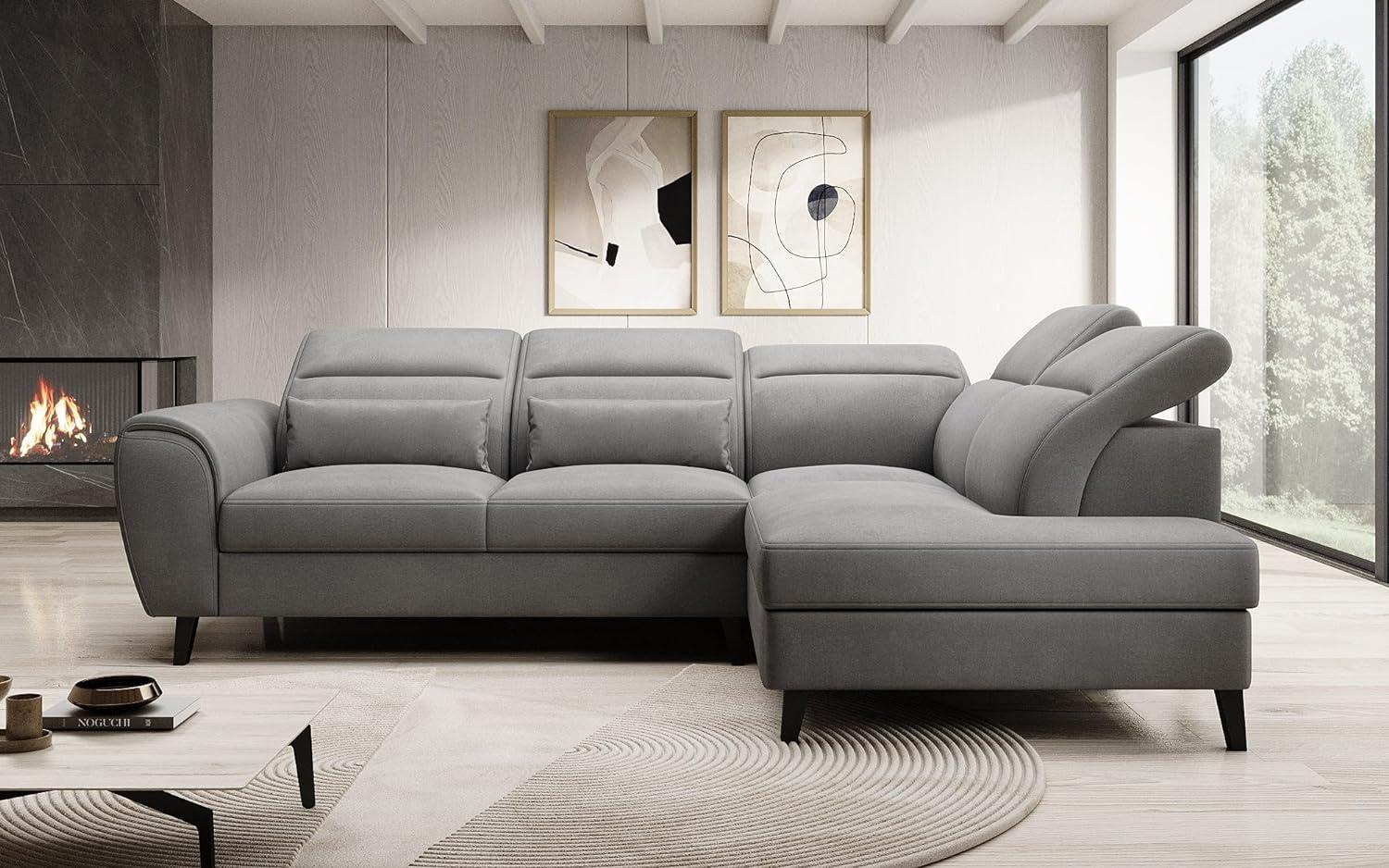 Designer Sofa Nobile mit verstellbarer Rückenlehne Samt Grau Rechts Bild 1