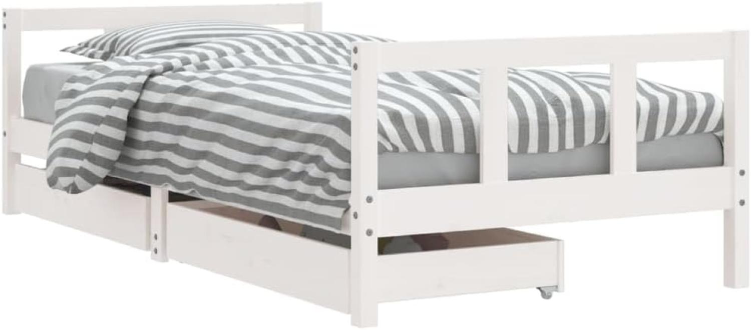 Kinderbett mit Schubladen Weiß 90x190 cm Massivholz Kiefer Bild 1
