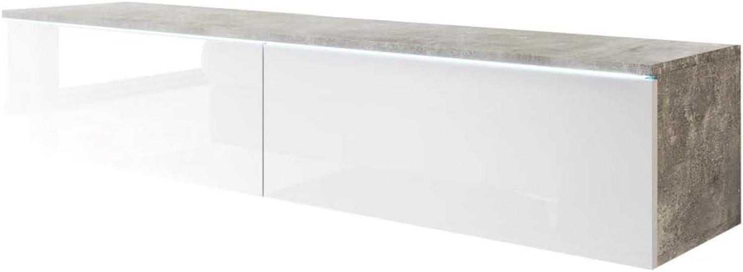 Selsey TV-Lowboard, mit LED, beton / weiß glänzend mit led, 5903025389264 Bild 1