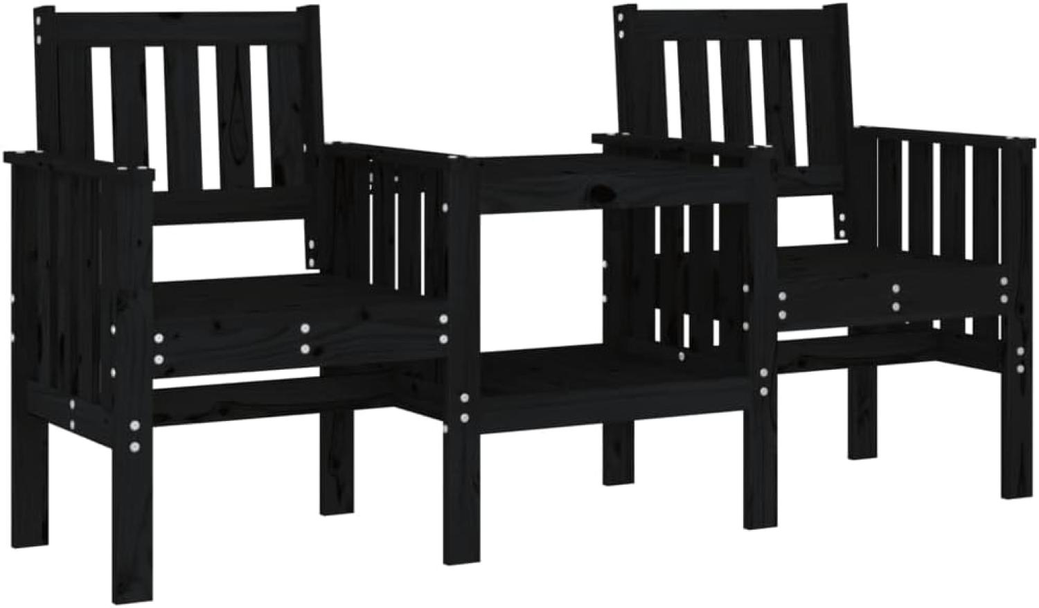 vidaXL Gartenbank mit Tisch 2-Sitzer Schwarz Massivholz Kiefer Bild 1