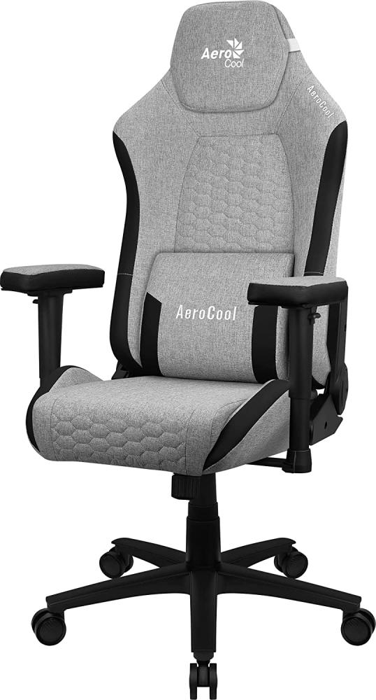 Aerocool CROWNASHGR, Ergonomischer Gaming Stuhl, Verstellbare Kissen, AeroWeave Technologie, Grau Bild 1