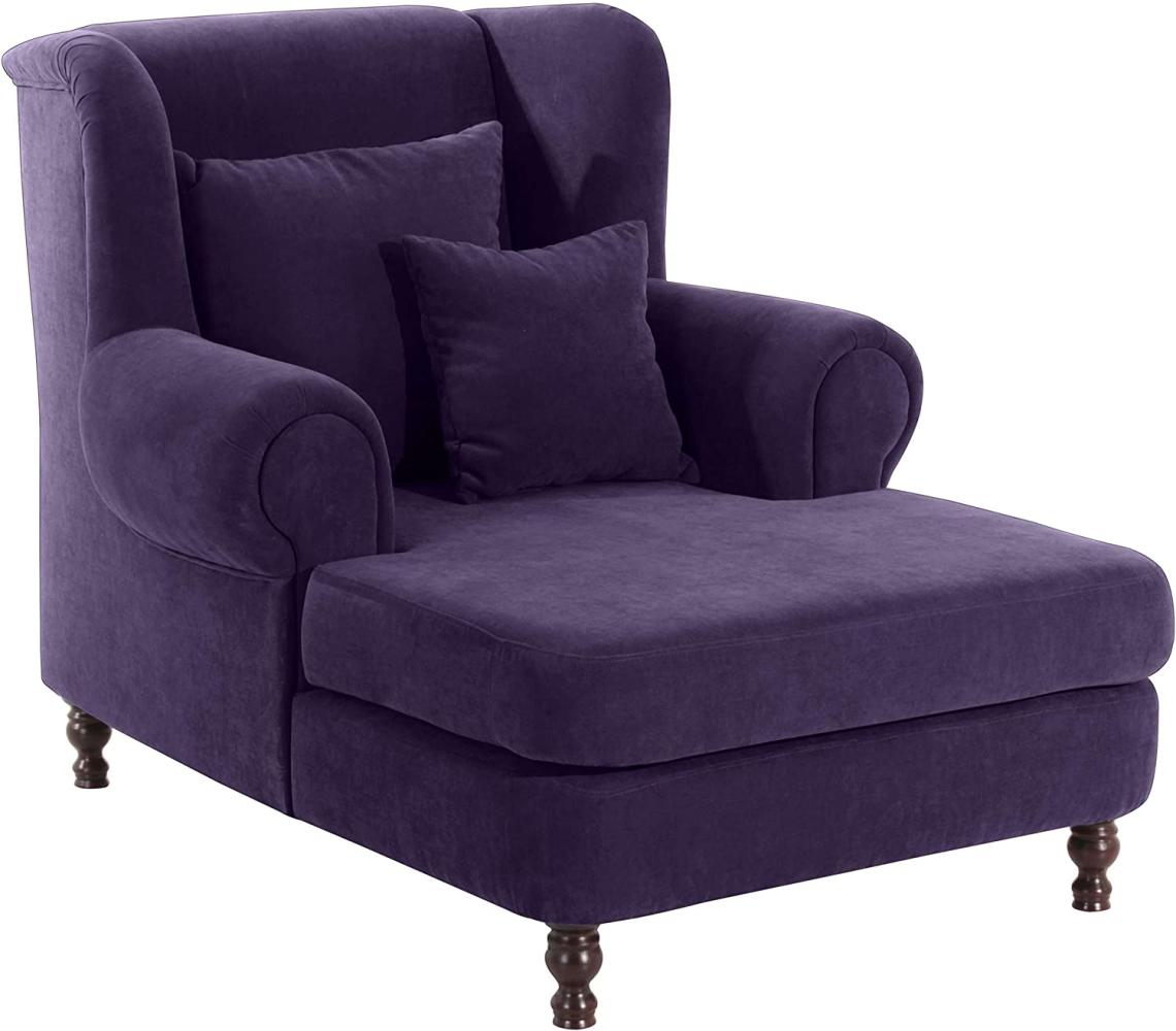 Mareille Big Sessel Veloursstoff Violett Buche Nussbaumfarben Bild 1