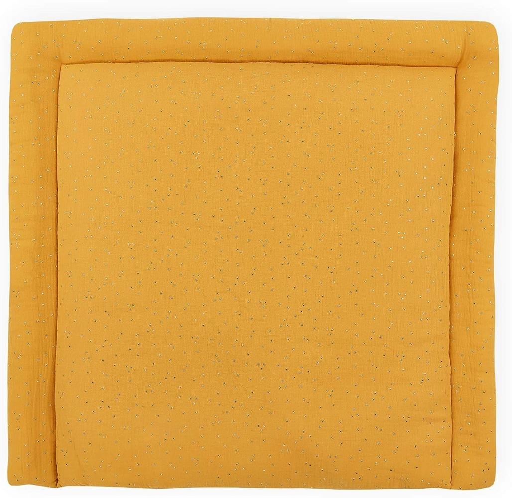 KraftKids Wickelauflage in Musselin goldene Punkte auf Gelb, Wickelunterlage 75x70 cm (BxT), Wickelkissen Bild 1