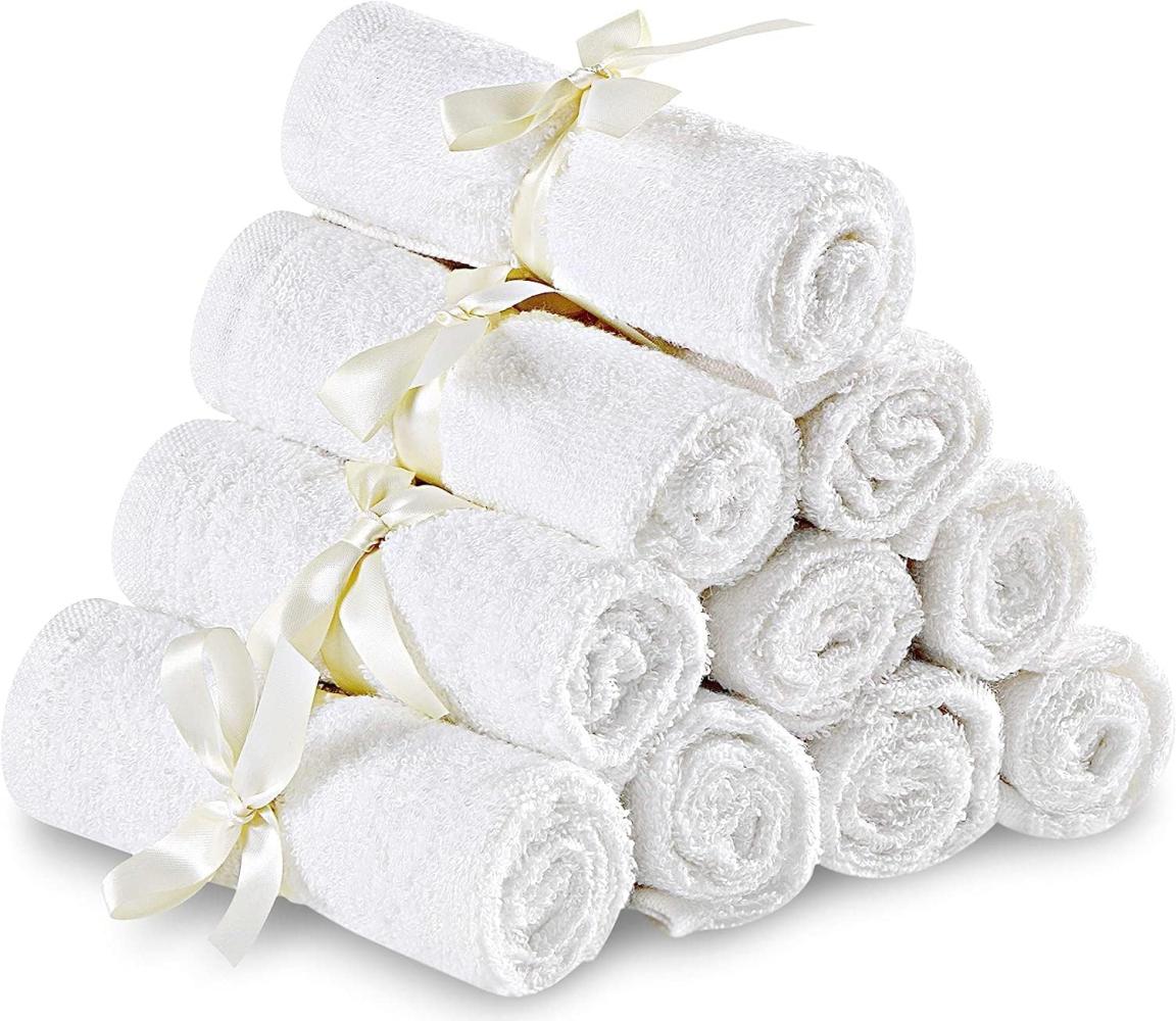 Utopia Towels - 10er Baby Waschlappen aus Bambus, Babyhandtücher, Gesichtstuch für Baby, Erwachsene und Kleinkinder - 25 x 25 cm, Weiß Bild 1