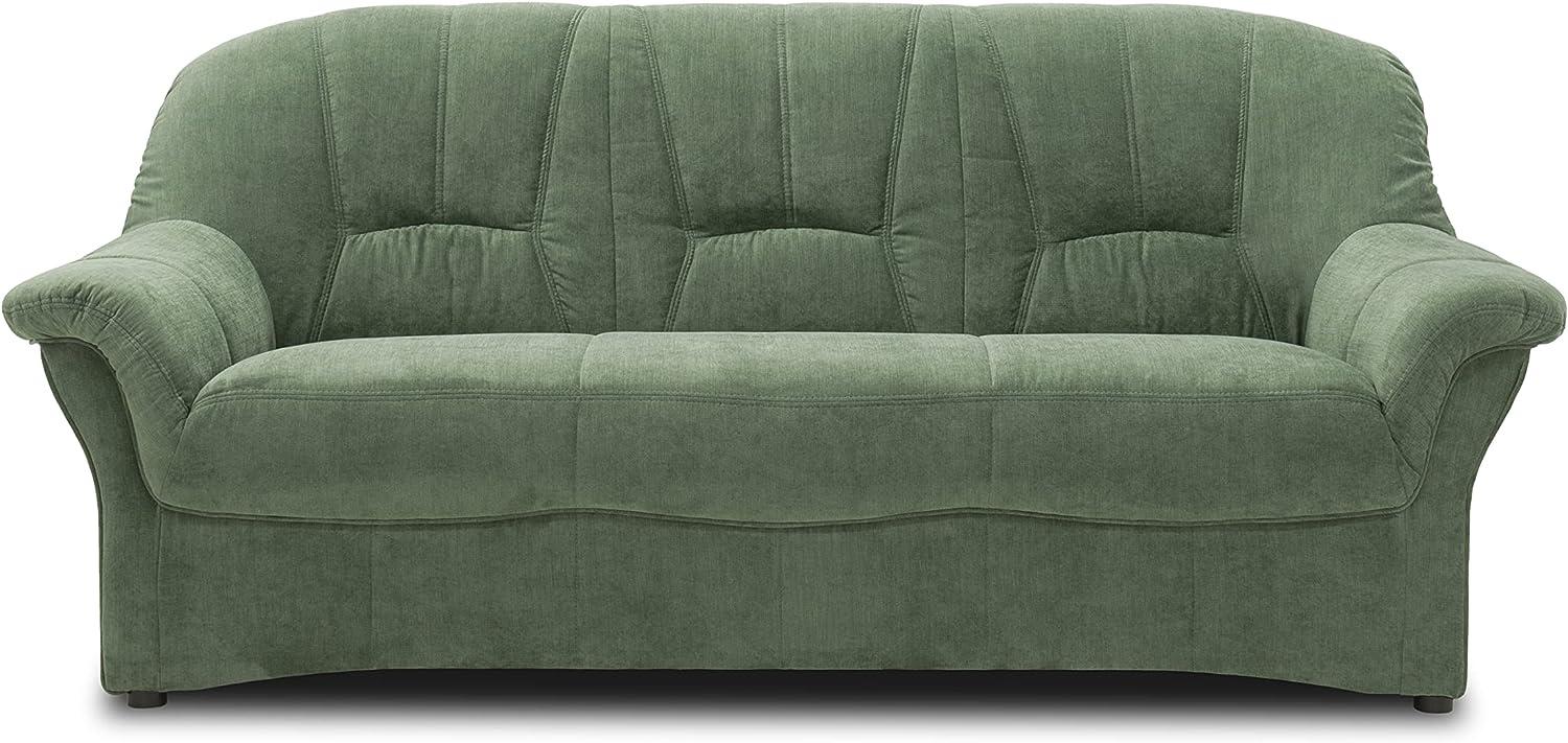 DOMO Collection Bahia FK Sofa, 3er Couch mit Federkernpolsterung, Federkernsofa in klassischem Design, 3 Sitzer, Polstermöbel, grün, 200 cm Bild 1