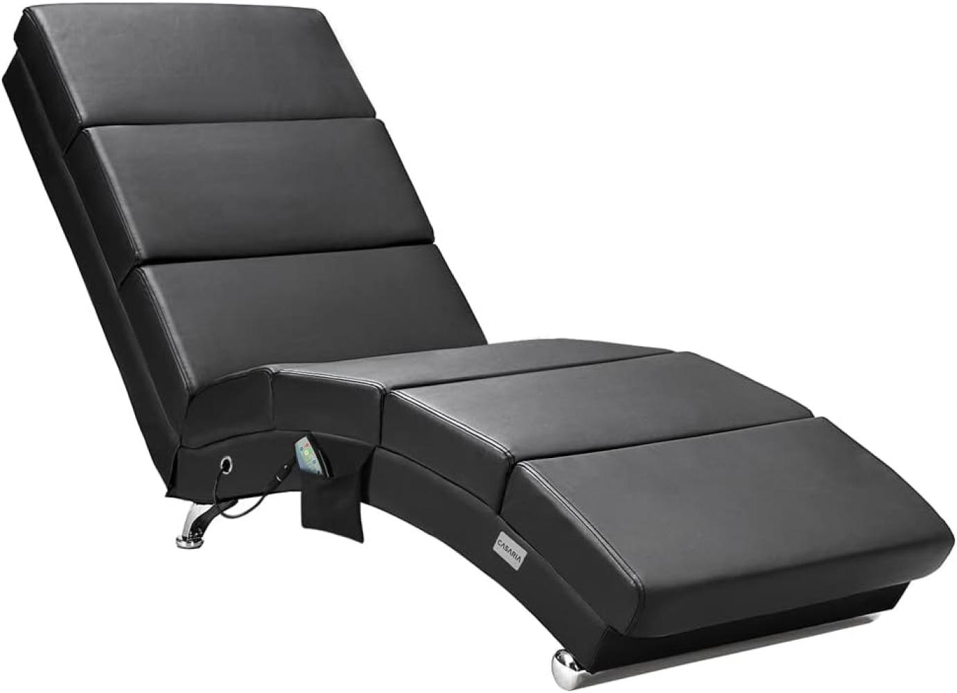 Casaria Relaxliege XXL London Massage- Heizfunktion Ergonomisch 186cm Relaxsessel Loungesessel Chaiselongue Kunstleder Schwarz Bild 1
