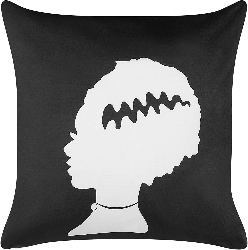 Dekokissen Frankensteins-Braut-Motiv Samtstoff schwarz weiß 45 x 45 cm MANDEVILLA Bild 1