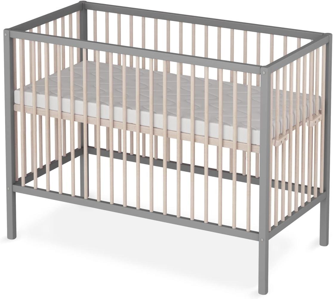 Baby Beistellbett Dreamy 60x120 cm mit Matratze, grau/natur 4 in 1 mit Umbauseite - Sämann Bild 1