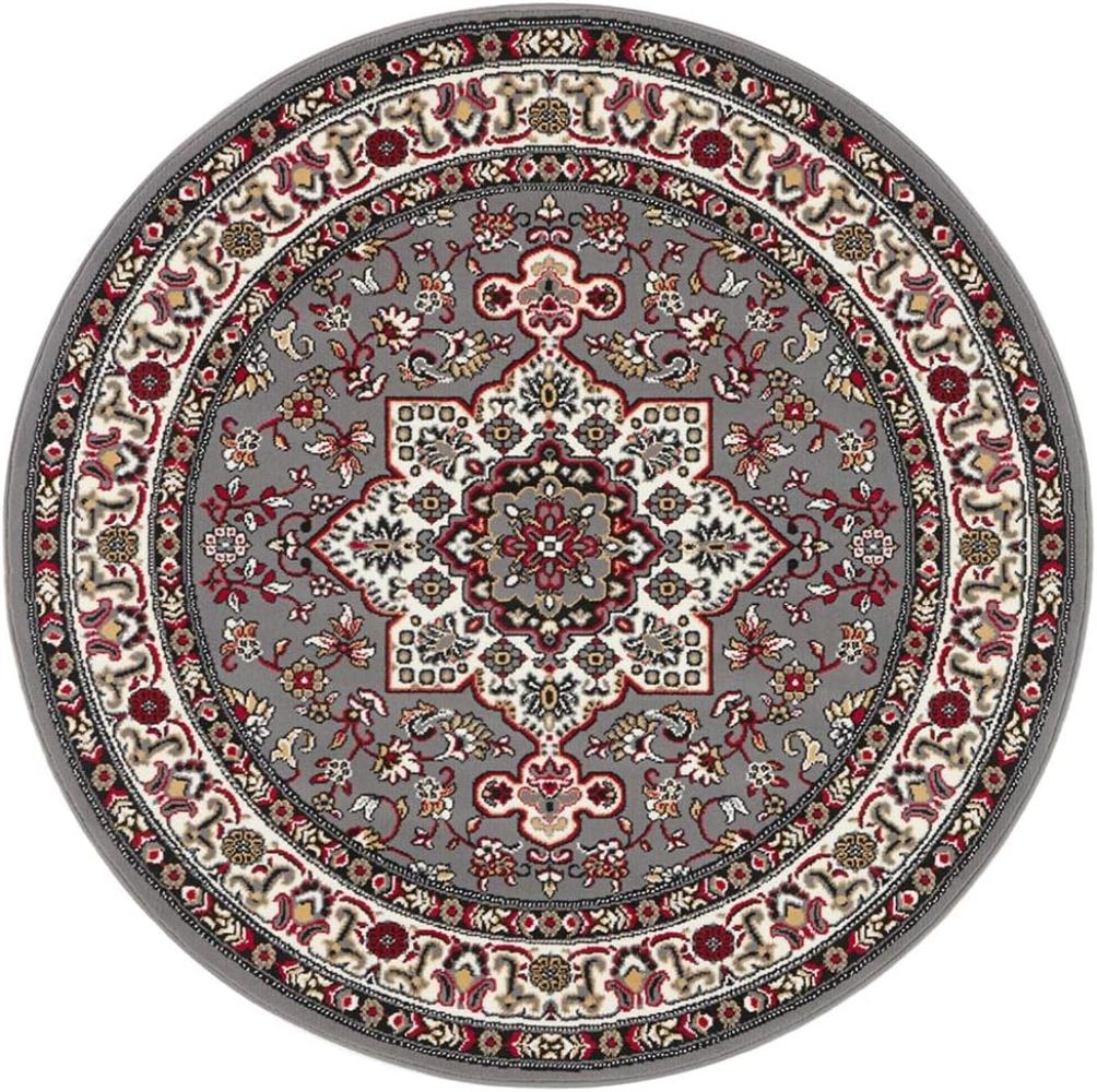 Orientalischer Kurzflor Teppich Parun Täbriz - grau - 160 cm Durchmesser Bild 1