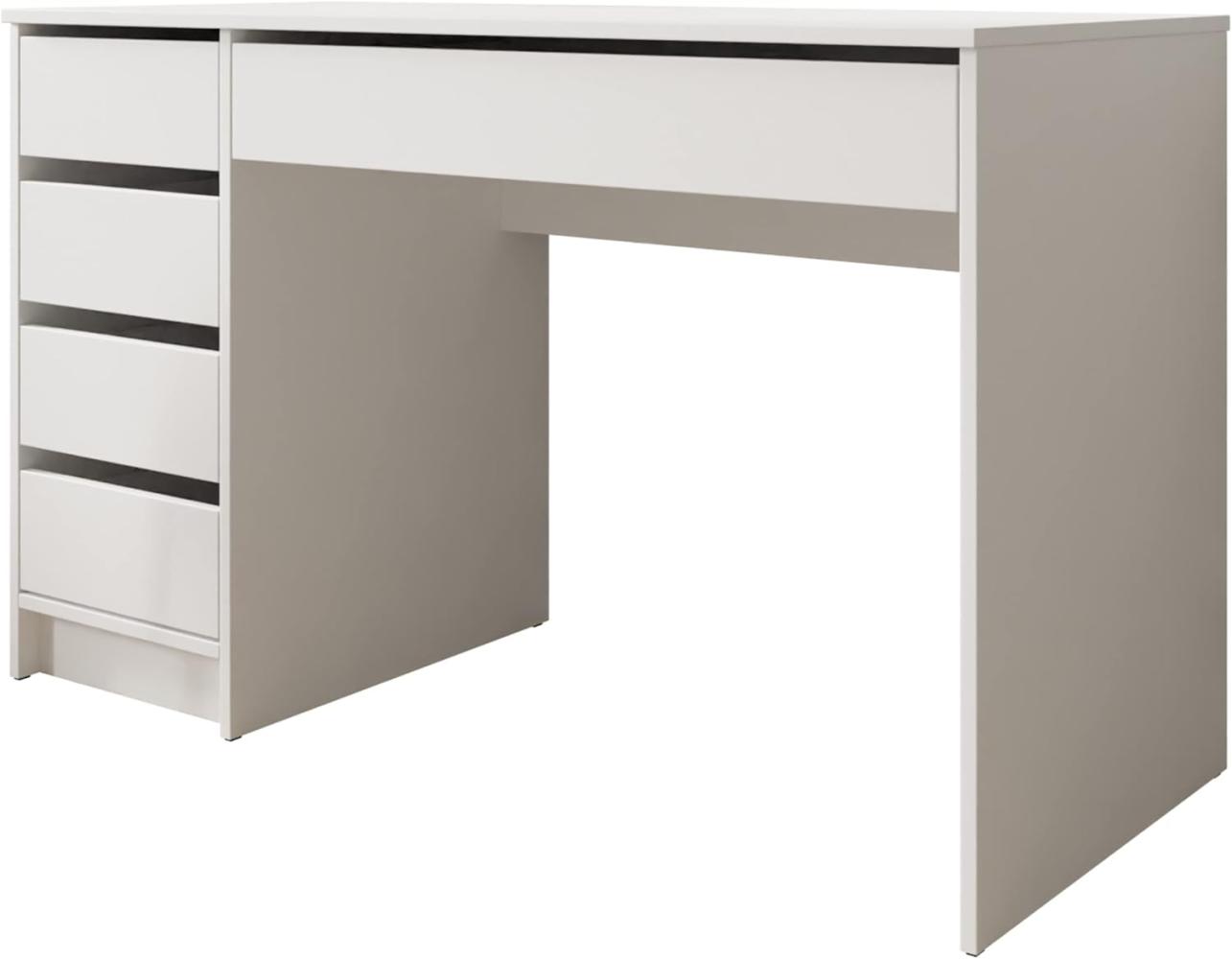 Mirjan24 Schreibtisch 'Ada' Schubladen beidseitig montierbar, 75 x 55 x 120 cm Weiß Bild 1