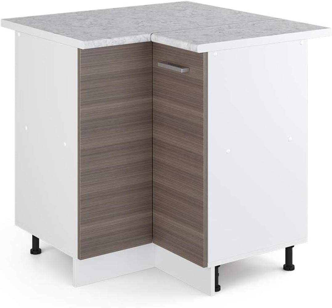 Vicco Küchenschrank R-Line Hängeschrank Unterschrank Küchenzeile Küchenunterschrank Arbeitsplatte, Möbel verfügbar in anthrazit und weiß (edelgrau mit Arbeitsplatte, Eckunterschrank 87 cm) Bild 1