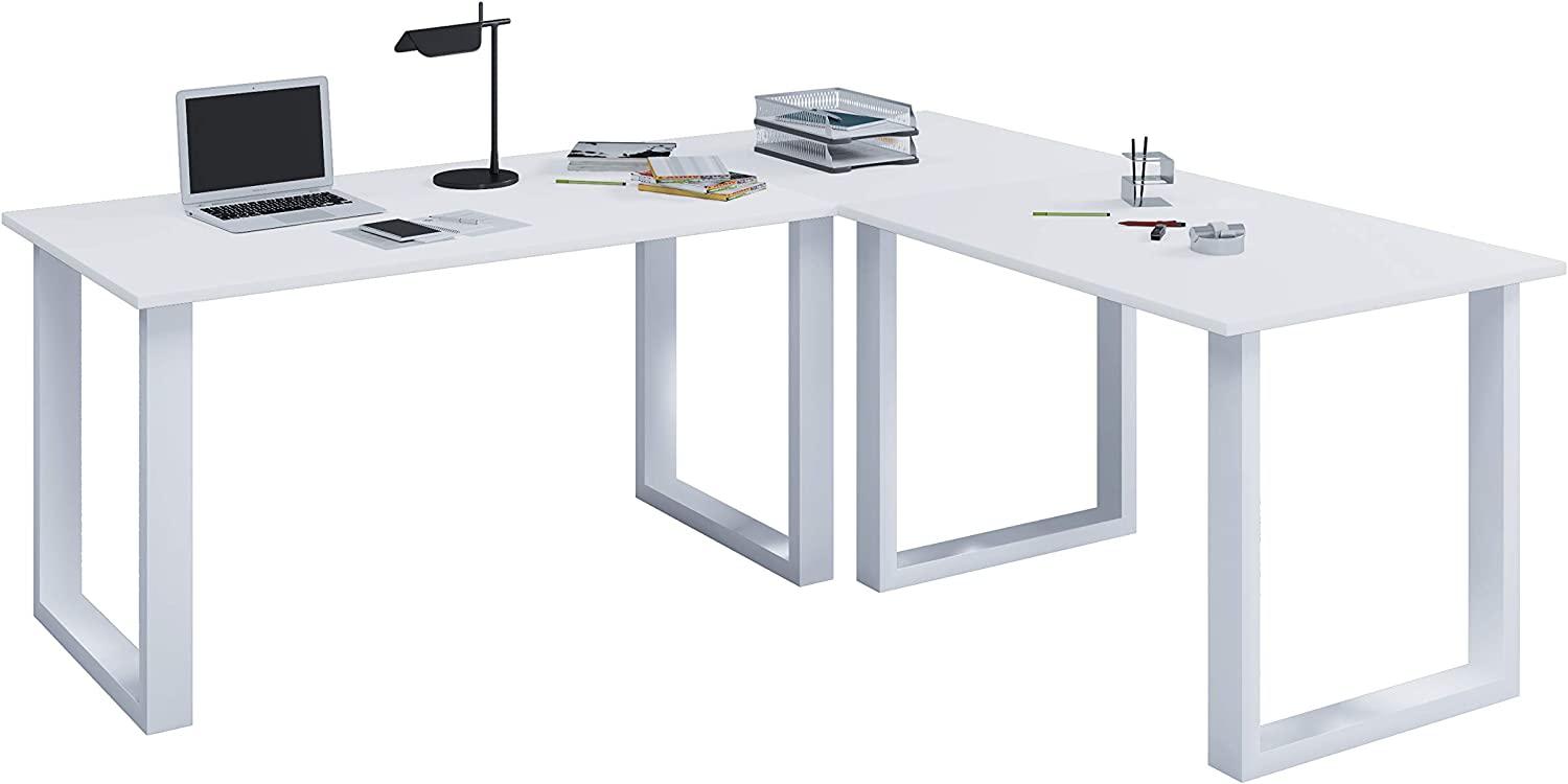 VCM Eck-Schreibtisch Lona 190x130x50 U-Füße Weiß Bild 1