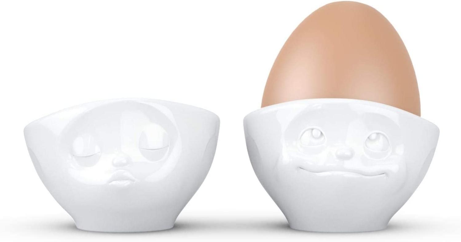 Schmunzel Eierbecher-Sets küssend - verträumt in weiß Bild 1