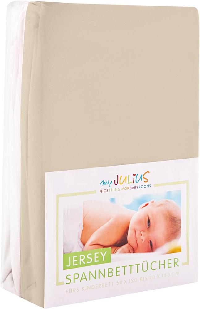 Julius Zöllner Jersey Spannbetttuch Doppelpack für das Kinderbett, Gr. 60x120 / 70x140, sand & weiß Bild 1