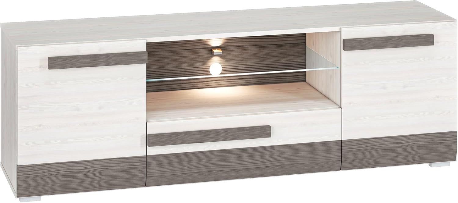 Lowboard "Blanco" TV-Unterschrank 165cm Pinie weiß grau MDF Bild 1