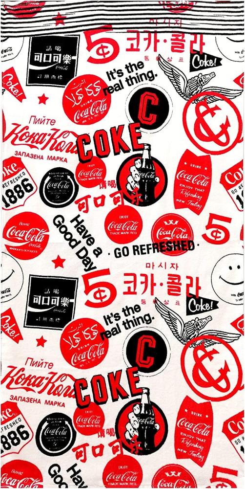 Carbotex coca-Cola Strandtuch Junior 140 x 70 cm Baumwolle weiß Bild 1