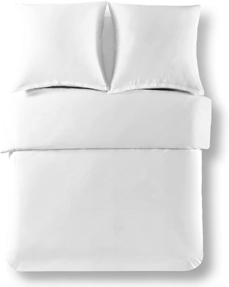 Alreya Renforcé Bettwäsche 240 x 220 cm - 100% Baumwolle mit YKK Reißverschluss, Superweiches Bettbezug, Oeko-TEX® Standard Zertifiziert, Weiß, nur Bettbezug Bild 1