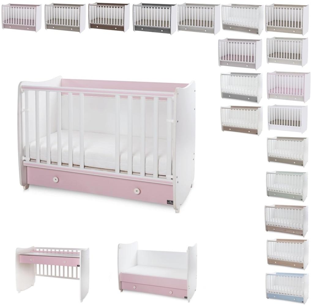 Lorelli Babybett Dream 60 x 120 cm umbaubar Schreibtisch Kinderbett Schaukelbett pink Bild 1