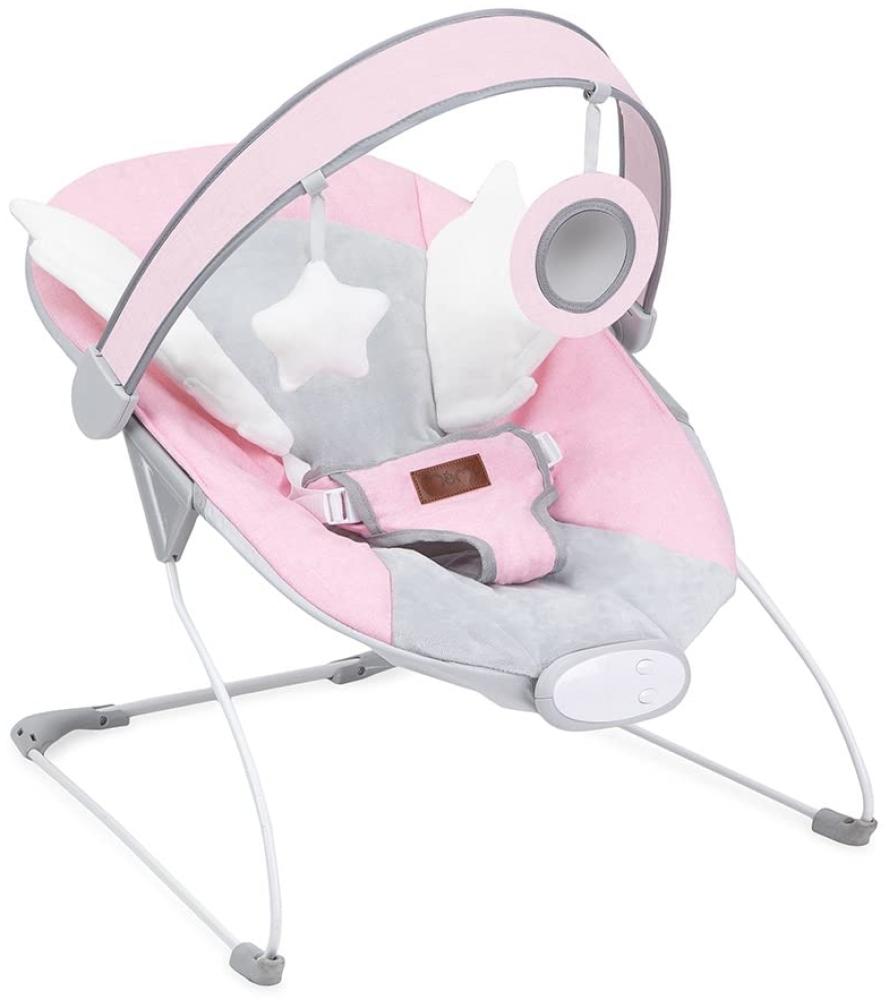 MoMi TULI Babywippe für Babys bis 9 kg, 58 x 49 x 53 cm, 3-Punkt-Sicherheitsgurt, Metallgestell mit Antirutsch-Füßchen, sensorisches Modul mit Melodien und Vibration Bild 1