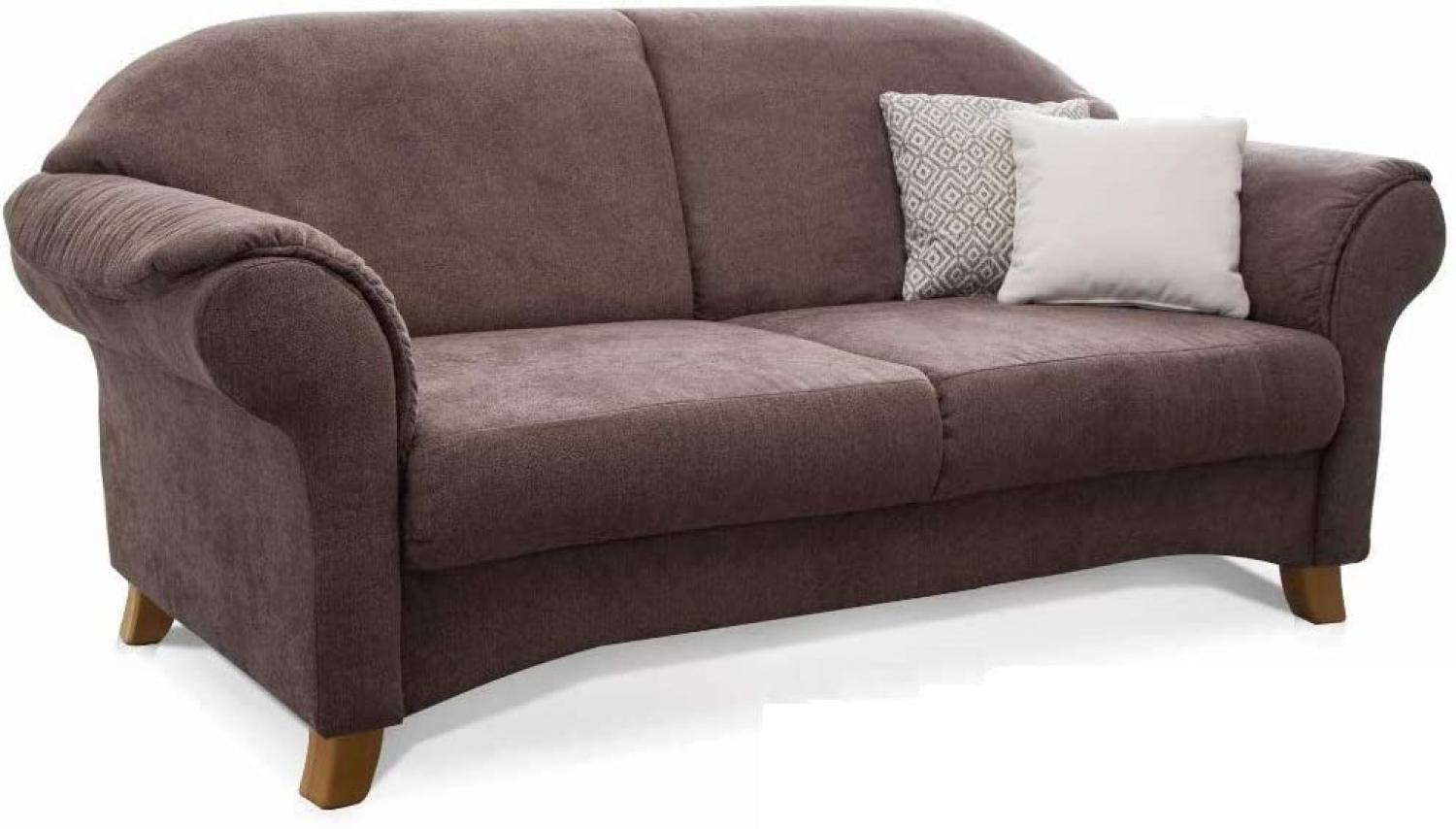 Cavadore 3-Sitzer Sofa Maifayr mit Federkern / Moderne 3-sitzige Couch im Landhausstil mit Holzfüßen / 194 x 90 x 90 / braun Bild 1