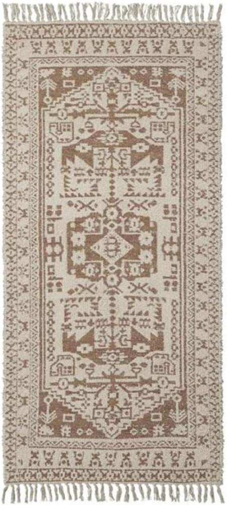 Teppich Wowe in Beige und Braun aus Baumwolle mit Muster, 90 x 200 cm Bild 1