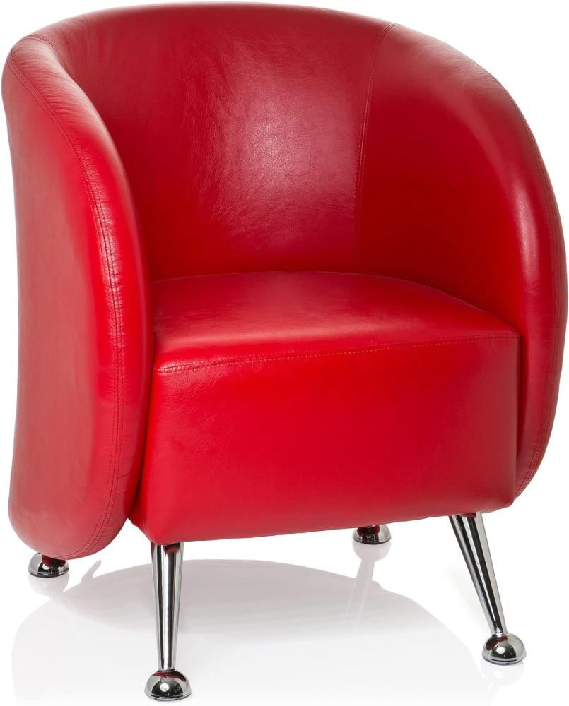hjh OFFICE Polstersessel ST. Lucia Kunstleder Lounge-Sessel mit weicher Sitzpolsterung, 713220, Rot Bild 1