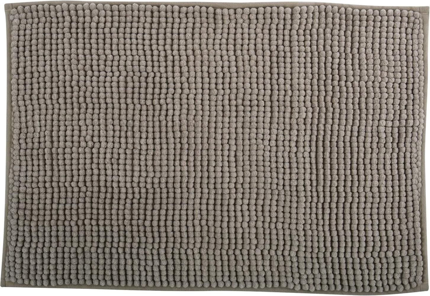 MSV Badteppich Badvorleger Duschvorleger Chenille Hochflor Badematte 50x80 cm – Taupe Bild 1