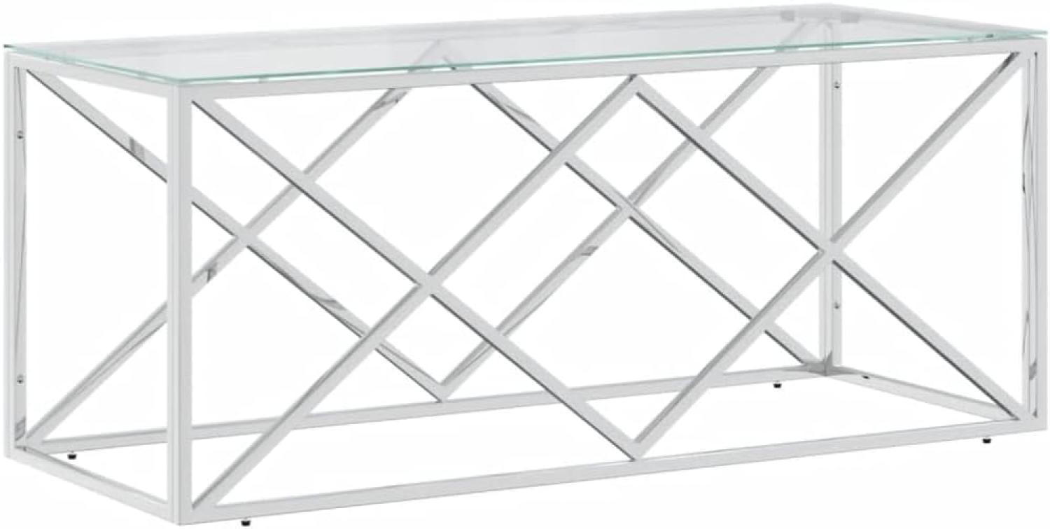 vidaXL Couchtisch 110x45x45 cm Edelstahl und Glas Bild 1