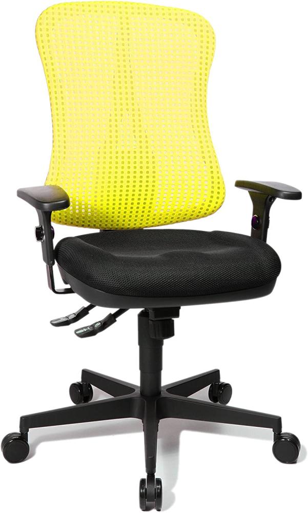 Topstar HE20PBC09 Head Point SY "P4", ergonomischer Bürostuhl, Schreibtischstuhl, Muldensitz, inkl. Armlehnen, Netzrücken, Stoffbezug gelb Bild 1