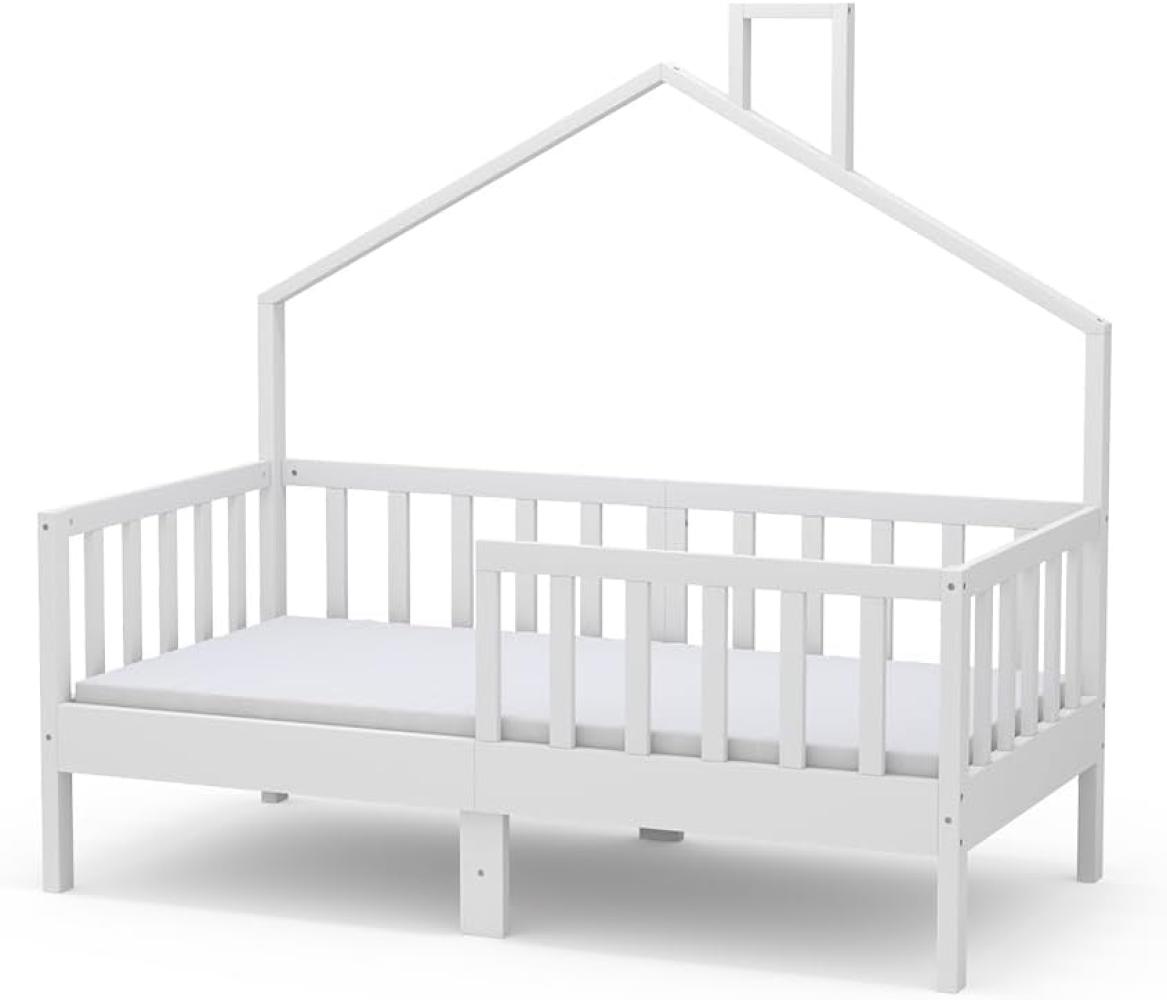 Livinity Hausbett Kinderbett Justus Weiß 70 x 140 cm mit Matratze modern Bild 1