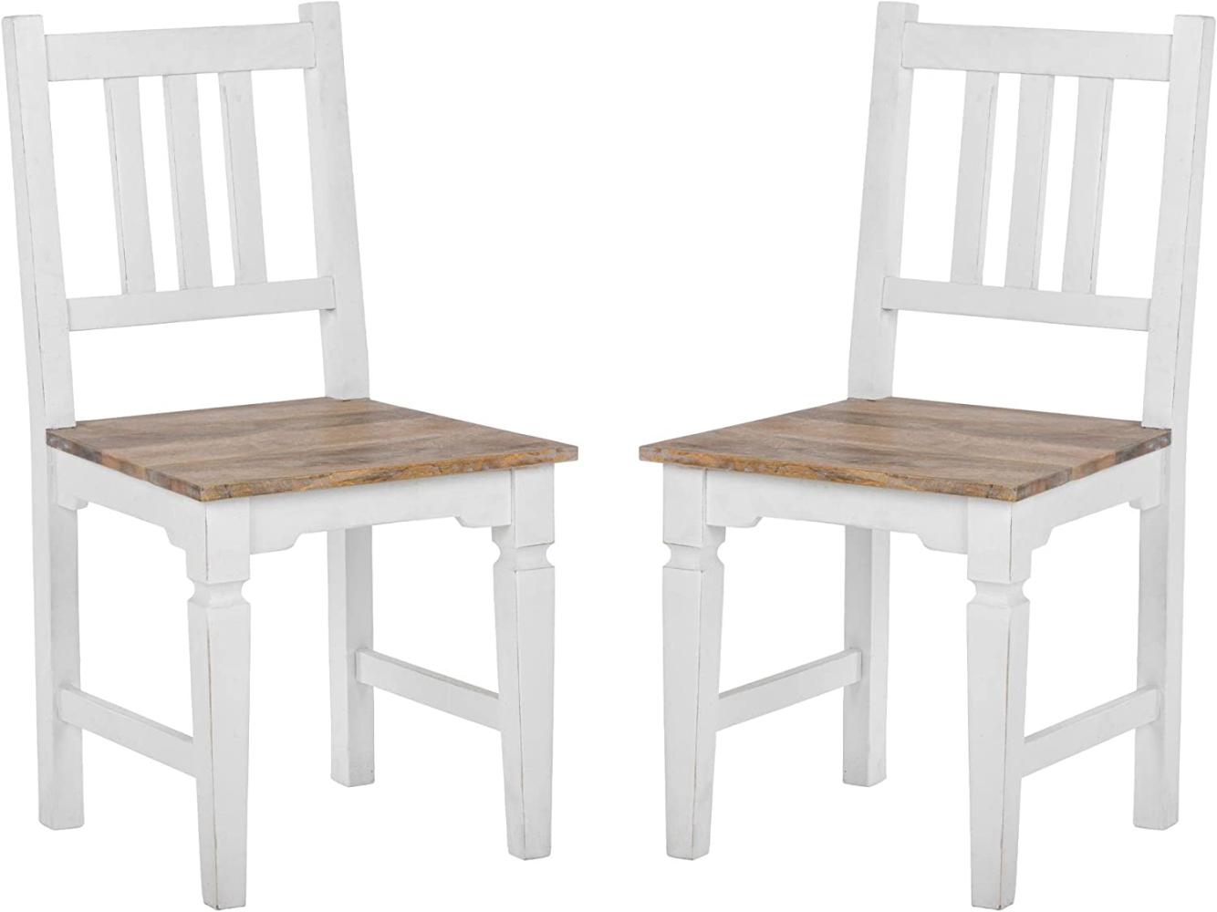 Stühle 2er Set 45x45x90 cm Natur/Weiß aus Mangoholz WOMO-Design Bild 1