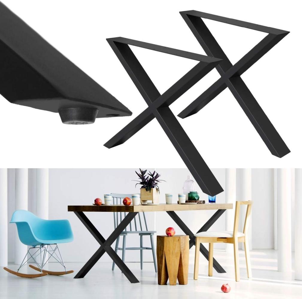 Tischbeine 2er Set X-Design 60x72 cm schwarz aus Stahl Bild 1